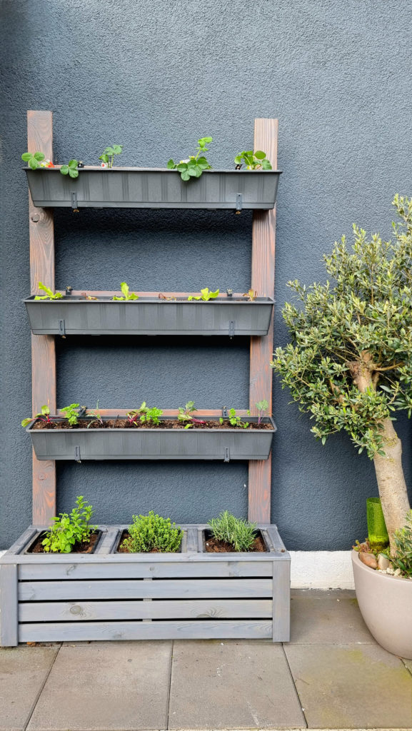 Vertikaler Garten aus Balkonkästen für Terrasse oder Balkon