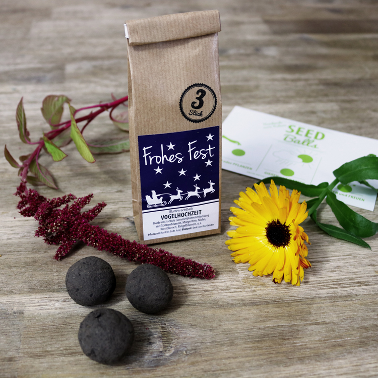 Seedballs Weihnachts-Edition Blumen-Seedbombs von MISS GREENBALL - Frohes Fest Vogelhochzeit