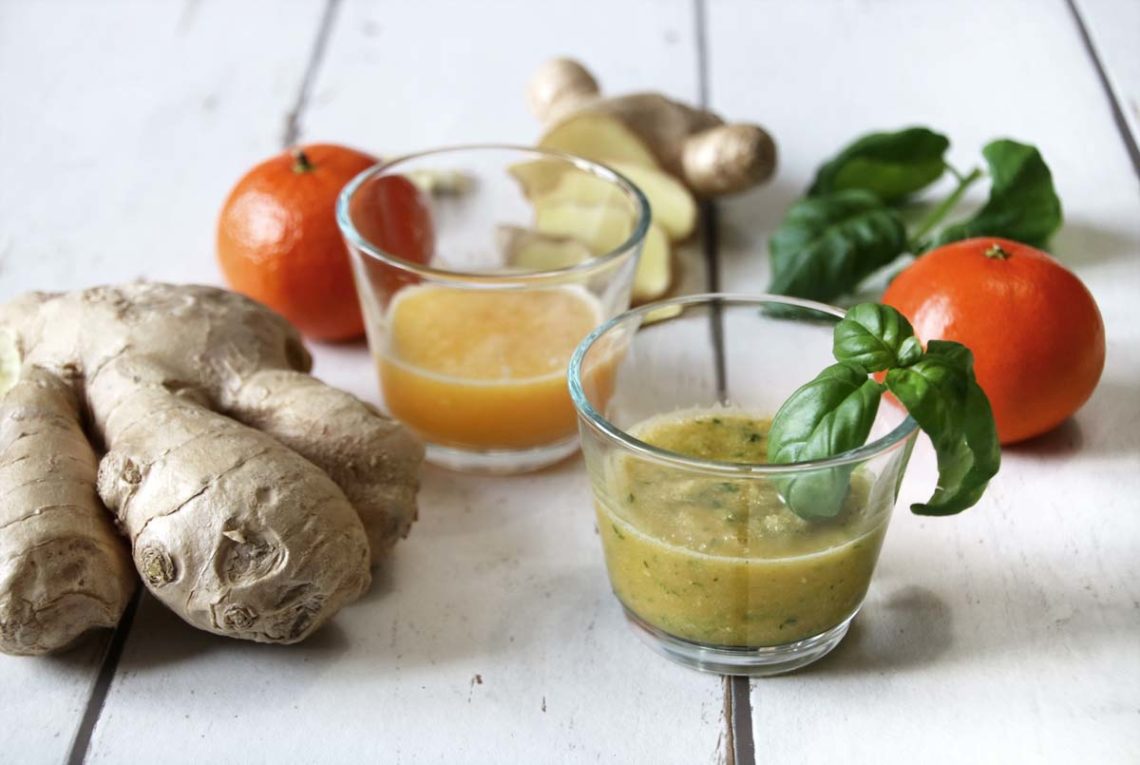 Ingwer Shot mit Mandarine und Orange-Basilikum