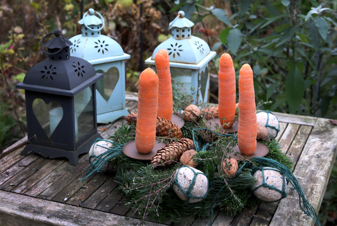 Adventskranz für Gartenbewohner