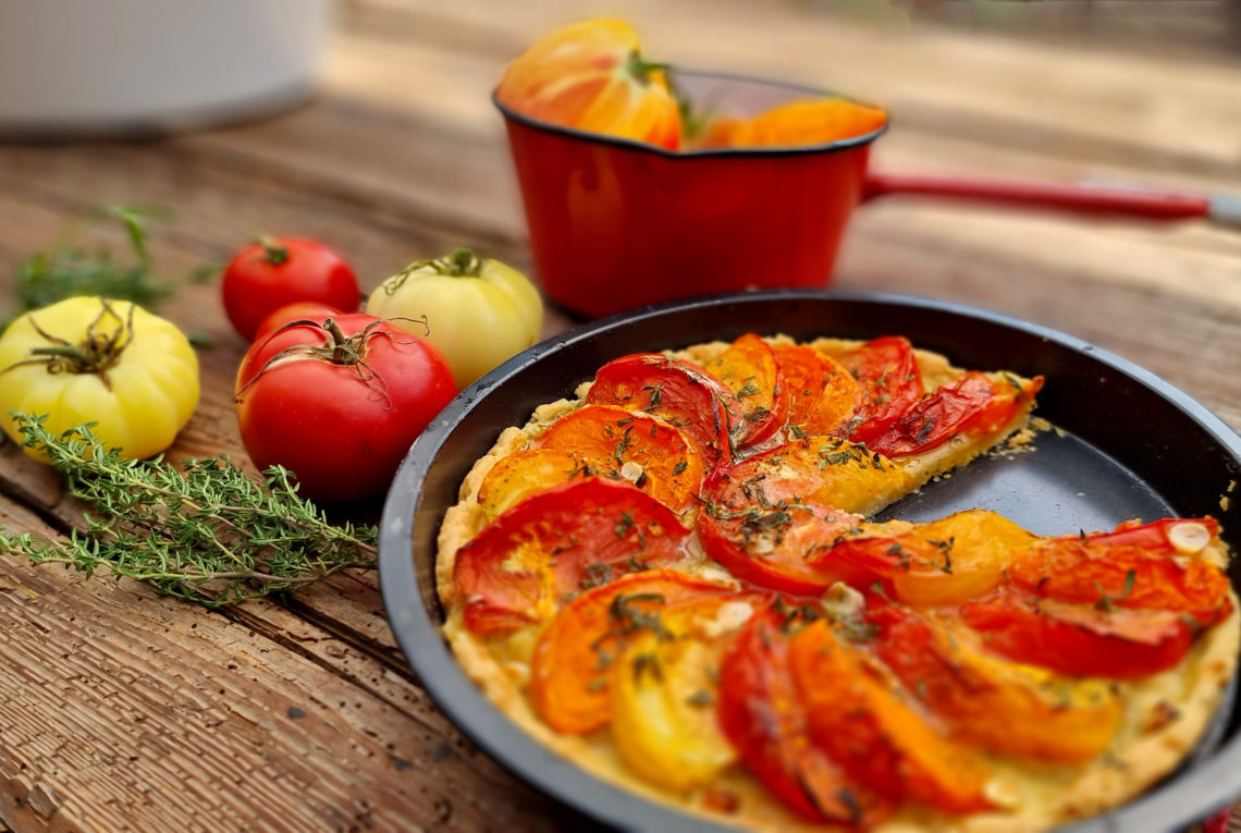 Tomatentarte mit knsuprigem Mürbeteig ohne Ei